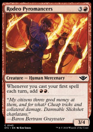 (143) Magic The Gathering Outlaws of Thunder Junction Single: Rodeo Pyromancers  Holo Common