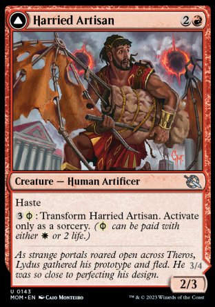 (143) Magic The Gathering March of the Machine Single: Harried Artisan // Phyrexian Skyflayer Holo Uncommon