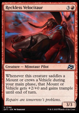 (144) Magic The Gathering Aetherdrift Single: Reckless Velocitaur Holo Uncommon