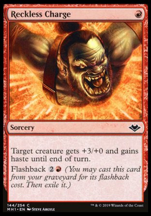 (144/254) Magic The Gathering Modern Horizons Single: Reckless Charge Holo Common