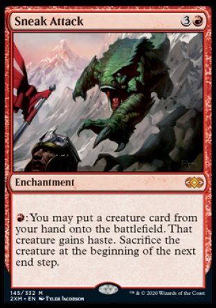 (145/332) Magic The Gathering Double Masters Single: Sneak Attack Holo Mythic