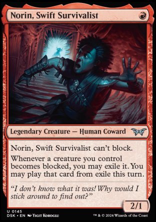 (145) Magic The Gathering Duskmourn: House of Horror Single: Norin, Swift Survivalist  Uncommon