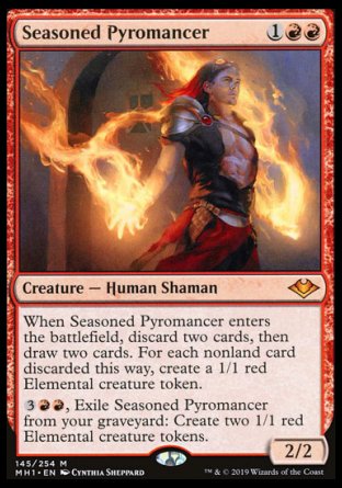 (145/254) Magic The Gathering Modern Horizons Single: Seasoned Pyromancer Holo Mythic