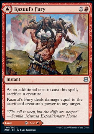 (146/280) Magic The Gathering Zendikar Rising Single: Kazuul's Fury // Kazuul's Cliffs Holo Uncommon