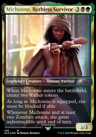 (146) Magic The Gathering Secret Lair Drop Series Single: Michonne, Ruthless Survivor Holo Mythic