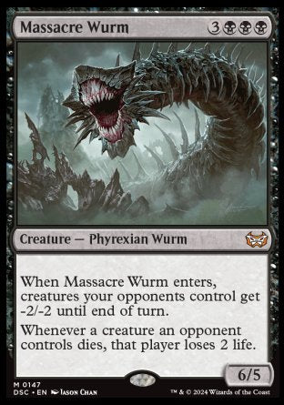 (147) Magic The Gathering Commander: Duskmourn: House of Horror Single: Massacre Wurm  Mythic