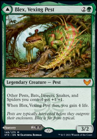 (148) Magic The Gathering Strixhaven: School of Mages Single: Blex, Vexing Pest // Search for Blex Holo Mythic
