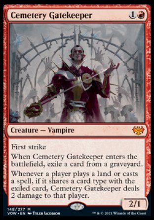 (148) Magic The Gathering Innistrad: Crimson Vow Single: Cemetery Gatekeeper  Mythic