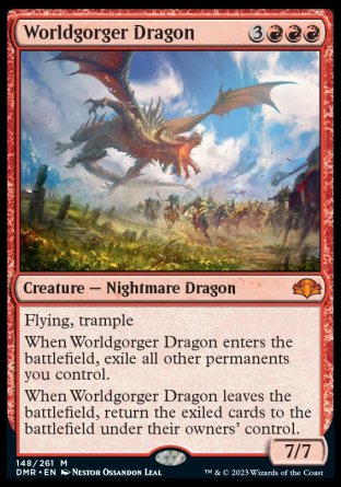 (148) Magic The Gathering Dominaria Remastered Single: Worldgorger Dragon Holo Mythic