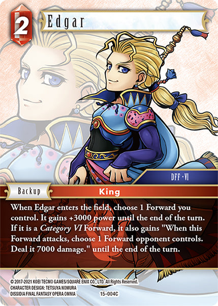 (004) Final Fantasy TCG Crystal Dominion Single: Edgar (15-004) Holo Common