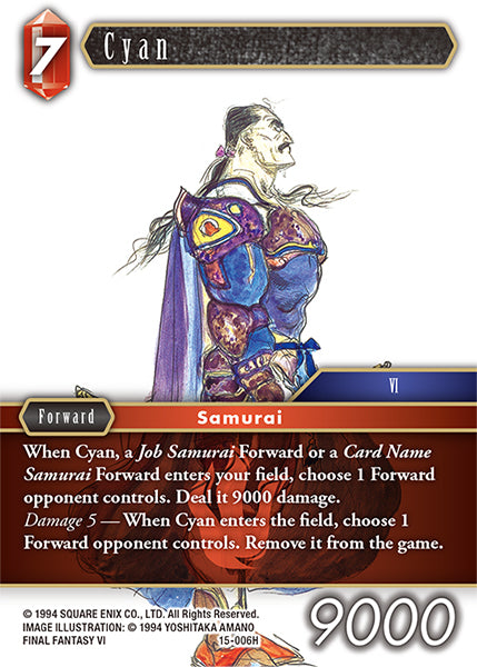 (006) Final Fantasy TCG Crystal Dominion Single: Cyan (15-006) Holo Hero