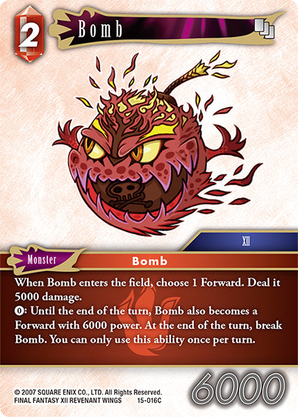 (016) Final Fantasy TCG Crystal Dominion Single: Bomb (15-016)  Common