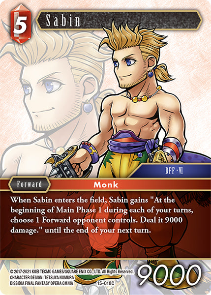 (018) Final Fantasy TCG Crystal Dominion Single: Sabin (15-018) Holo Common