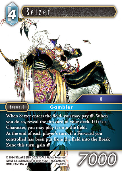 (035) Final Fantasy TCG Crystal Dominion Single: Setzer (15-035) Holo Hero