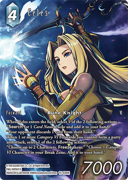 (036) Final Fantasy TCG Crystal Dominion Single: Celes (15-036) (V.2) Holo Hero