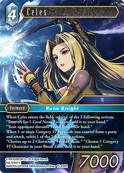 (036) Final Fantasy TCG Crystal Dominion Single: Celes (15-036) (V.1) Holo Hero