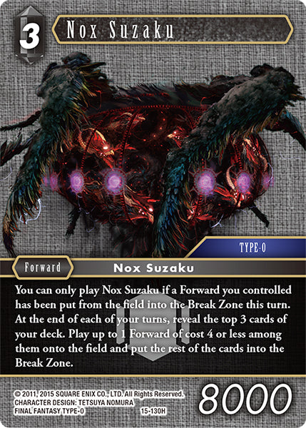(130) Final Fantasy TCG Crystal Dominion Single: Nox Suzaku (15-130) Holo Hero