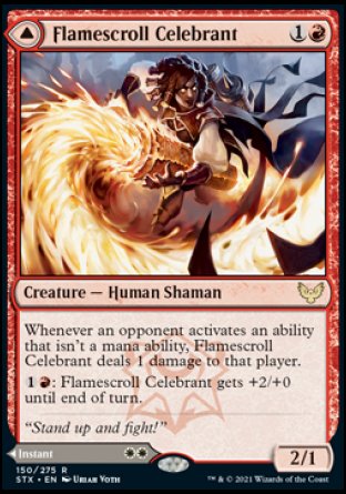 (150) Magic The Gathering Strixhaven: School of Mages Single: Flamescroll Celebrant // Revel in Silence  Rare