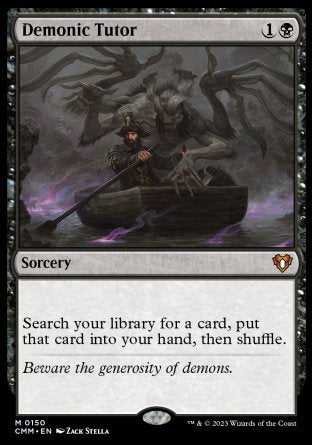 (150) Magic The Gathering Commander Masters Single: Demonic Tutor Holo Mythic