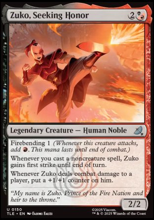 (150) Magic The Gathering Magic: The Gathering | Avatar: The Last Airbender: Eternal Single: Zuko, Seeking Honor  Uncommon