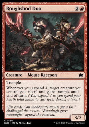 (150) Magic The Gathering Bloomburrow Single: Roughshod Duo Holo Common