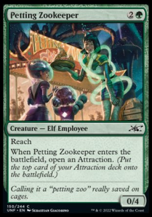 (150) Magic The Gathering Unfinity Single: Petting Zookeeper Holo Common