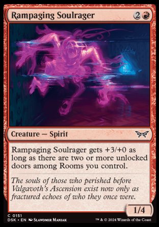 (151) Magic The Gathering Duskmourn: House of Horror Single: Rampaging Soulrager Holo Common