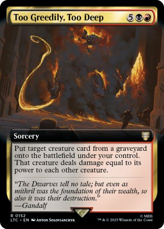 (152) Magic The Gathering Commander: The Lord of the Rings: Tales of Middle-earth: Extras Single: Too Greedily, Too Deep  Rare
