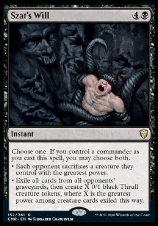 (152/361) Magic The Gathering Commander Legends Single: Szat's Will  Rare