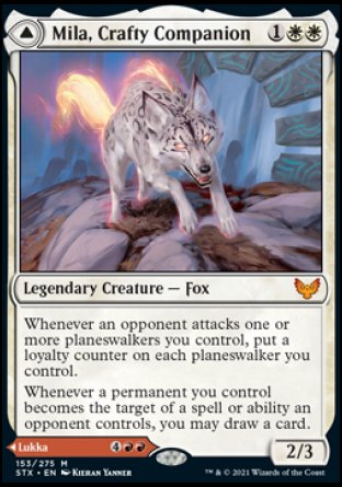 (153) Magic The Gathering Strixhaven: School of Mages Single: Mila, Crafty Companion // Lukka, Wayward Bonder Holo Mythic