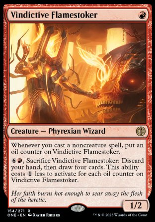 (154) Magic The Gathering Phyrexia: All Will Be One Single: Vindictive Flamestoker Holo Rare
