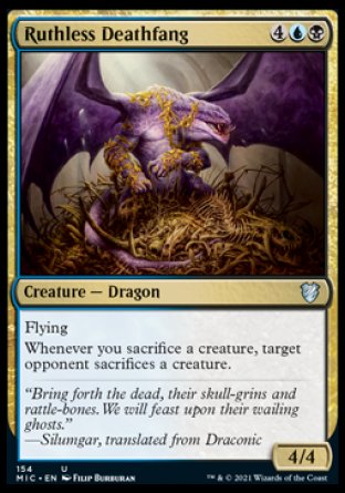 (154) Magic The Gathering Commander: Innistrad: Midnight Hunt Single: Ruthless Deathfang Holo Uncommon