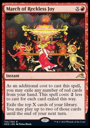 (154) Magic The Gathering Kamigawa: Neon Dynasty Single: March of Reckless Joy Holo Rare