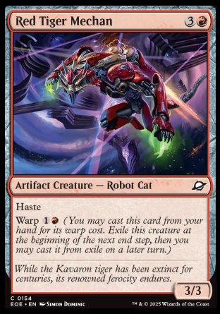 (154) Magic The Gathering Edge of Eternities Single: Red Tiger Mechan  Common
