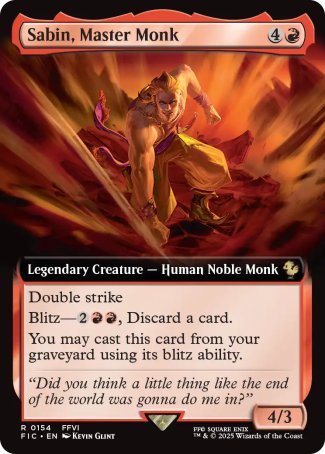 (154) Magic The Gathering Commander: Magic: The Gathering - FINAL FANTASY: Extras Single: Sabin, Master Monk Holo Rare