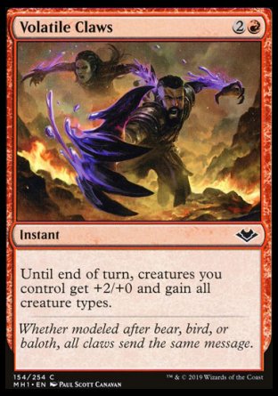 (154/254) Magic The Gathering Modern Horizons Single: Volatile Claws  Common