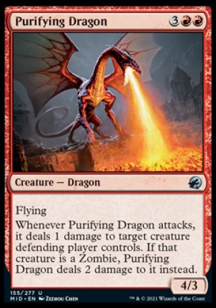 (155) Magic The Gathering Innistrad: Midnight Hunt Single: Purifying Dragon Holo Uncommon