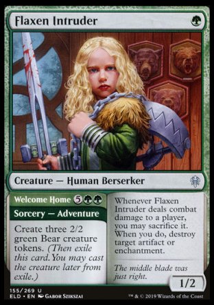 (155/269) Magic The Gathering Throne of Eldraine Single: Flaxen Intruder // Welcome Home Holo Uncommon