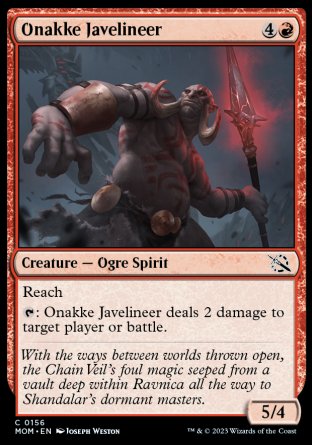 (156) Magic The Gathering March of the Machine Single: Onakke Javelineer  Common