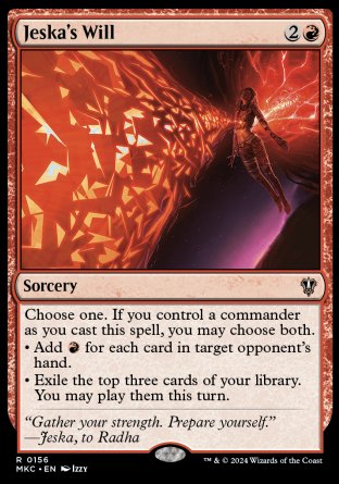 (156) Magic The Gathering Commander: Murders at Karlov Manor Single: Jeska's Will  Rare