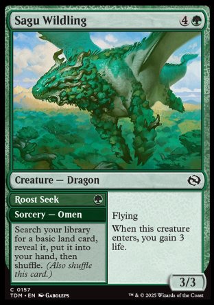 (157) Magic The Gathering Tarkir: Dragonstorm Single: Sagu Wildling // Roost Seek  Common