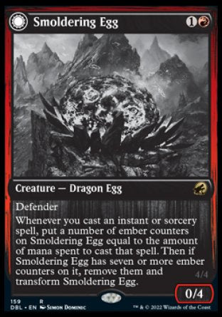 (159) Magic The Gathering Innistrad: Double Feature Single: Smoldering Egg // Ashmouth Dragon Holo Rare