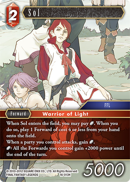 (013) Final Fantasy TCG Emissaries of Light Single: Sol (16-013) Holo Hero