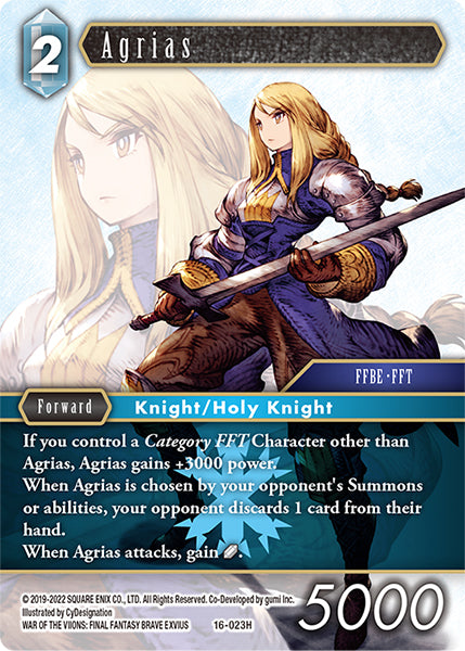 (023) Final Fantasy TCG Emissaries of Light Single: Agrias (16-023) Holo Hero