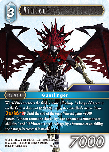 (024) Final Fantasy TCG Emissaries of Light Single: Vincent (16-024) Holo Hero