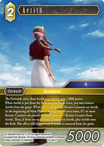 (067) Final Fantasy TCG Emissaries of Light Single: Aerith (16-067) (V.1) Holo Legend