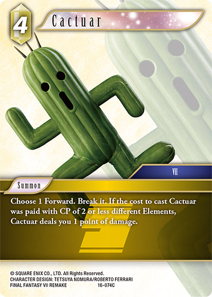 (074) Final Fantasy TCG Emissaries of Light Single: Cactuar (16-074) Holo Common