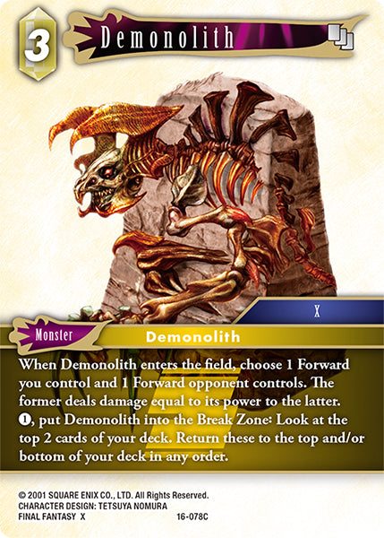 (078) Final Fantasy TCG Emissaries of Light Single: Demonolith (16-078) Holo Common