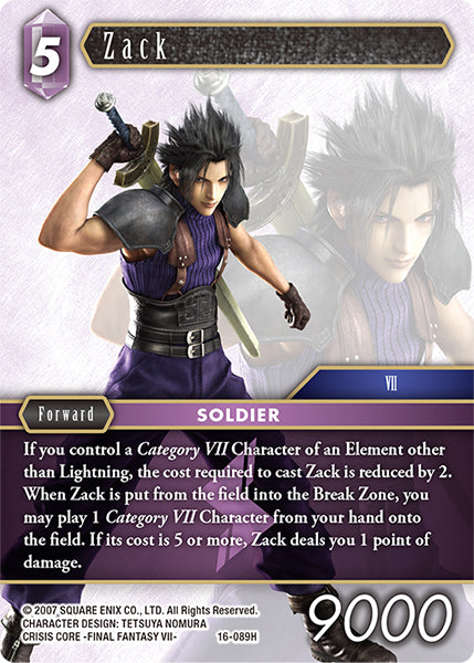 (089) Final Fantasy TCG Emissaries of Light Single: Zack (16-089)  Hero