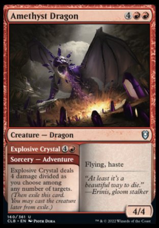 (160) Magic The Gathering Commander Legends: Battle for Baldur's Gate Single: Amethyst Dragon // Explosive Crystal Holo Uncommon
